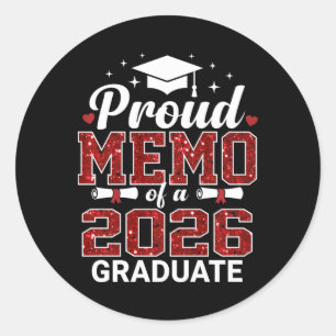Proud Memo Of A 2026 Graduate Senior Graduation Ye Classic Round Sticker