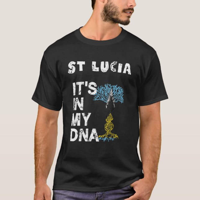 Proud Men Women National Dna Strand St Lucia Flag T-Shirt (Front)