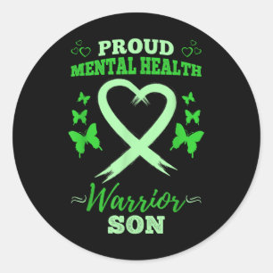 Proud Mental Health Warrior Son Mental Health Awar Classic Round Sticker
