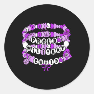 Proud Military Child Month Friendship Bracelet Pur Classic Round Sticker
