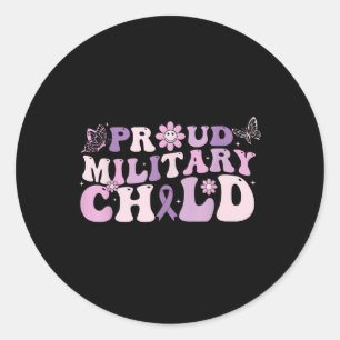 Proud Military Child Purple Up For Military Kids T Classic Round Sticker