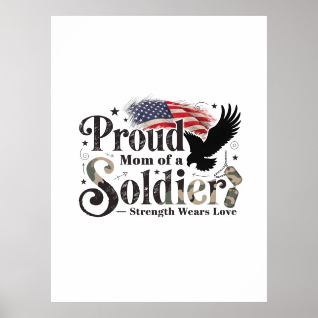 Proud Military Mom Soldier Pride Art Poster (Front)