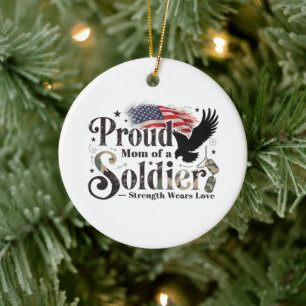 Proud Military Mum Soldier Pride Art Ceramic Ornament