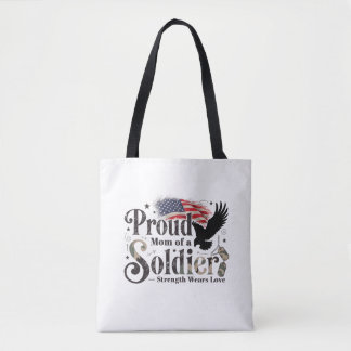Proud Military Mum Soldier Pride Art Tote Bag