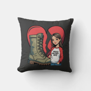 Proud Military Wife – “Boot Wife” Heart Cushion