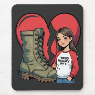 Proud Military Wife – “Boot Wife” Heart Mouse Pad