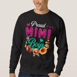 Proud Mimi Of Boys Cute Flowers Hearts Mother's Da Sweatshirt