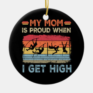 Proud Mom Fun Pole Vault High School College Track Ceramic Ornament