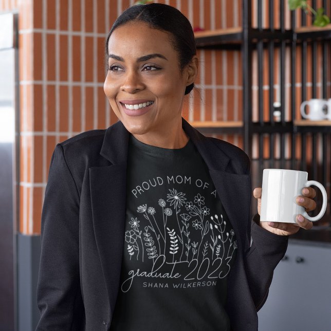 Proud Mom Graduate Blooming Wildflower Modern T-Shirt (Creator Uploaded)