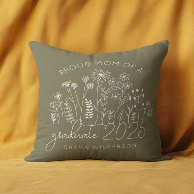 Proud Mom Graduation Blooming Wildflower Modern Cushion (Creator Uploaded)