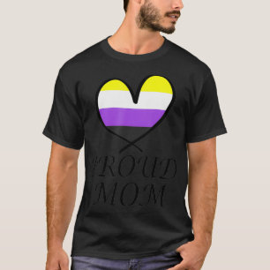 Proud Mom Heart Flag LGBT Gay Pride Support Nonbin T-Shirt