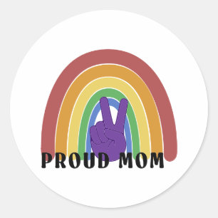 Proud Mom LGBTQ pride rainbow Classic Round Sticker