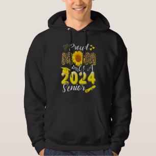 Proud Mom Of A 2024 Senior, Funny Leopard Sunflowe Hoodie