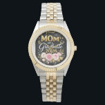 Proud Mom of a Graduate 2026 – Elegant Gold & Flor Watch<br><div class="desc">Celebrate your graduate’s big achievement with this stunning “Proud Mom of a Graduate 2026” design. Featuring luxurious gold typography, sparkling accents, and soft pink floral elements, this design perfectly captures the joy, pride, and emotional milestone of graduation. Ideal for t-shirts, cards, stickers, and gifts, it’s a beautiful way for every...</div>