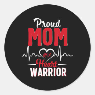 Proud Mom Of A He Warrior Chd Awareness Classic Round Sticker