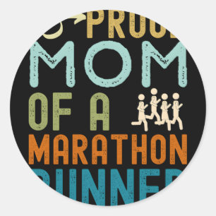 Proud Mom Of A Marathon Runner Distressed Classic Round Sticker