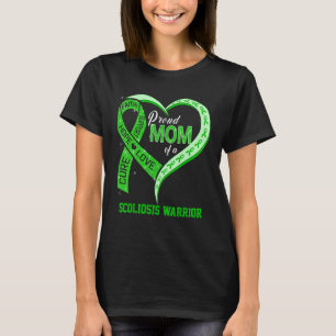 Proud Mom Of A Scoliosis Warrior Ribbon Heart T-Shirt