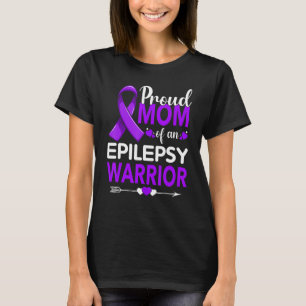 Proud Mom Of An Epilepsy Warrior Purple Ribbon T-Shirt