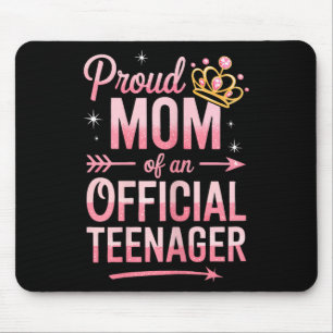 Proud Mom Of An Official Teenager Shirt Women Moth Mouse Pad