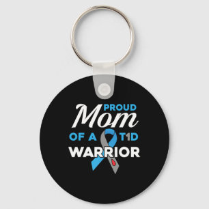 Proud Mom Of Diabetes Warrior T1D Awareness Type 1 Key Ring