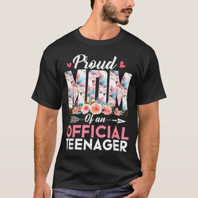 Proud Mom Of Teenager 13th Birthday Gift Girls Tee (Front)