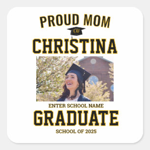 Proud mom parent of student of class of 2025 square sticker