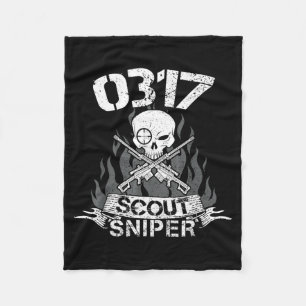 Proud MOS 0317 US Military Scout Sniping Veteran Fleece Blanket
