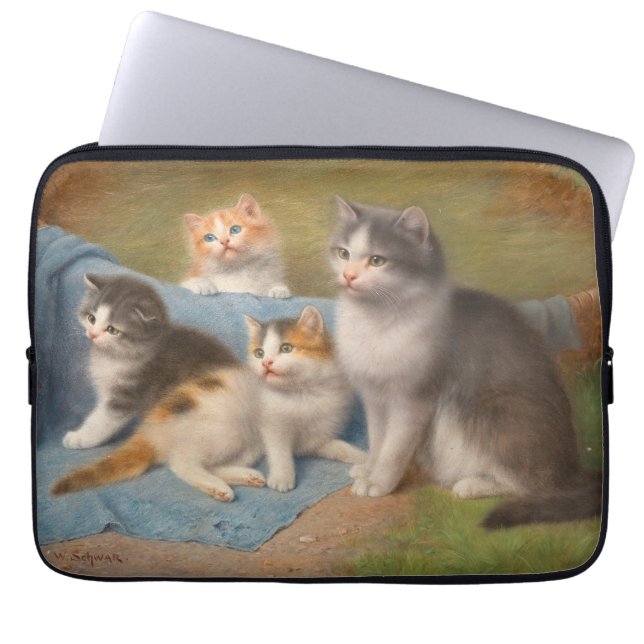Proud Mother Cat Wilhelm Schwar Art Laptop Sleeve (Front)
