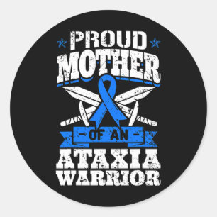 Proud Mother Of An Ataxia Warrior Awareness Ribbon Classic Round Sticker