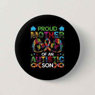 Proud mother of autistic son autism awareness 6 cm round badge