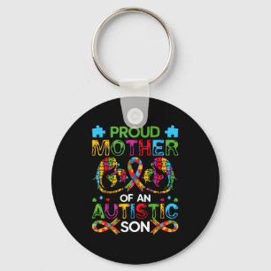 Proud mother of autistic son autism awareness key ring