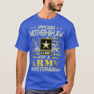 Proud Motherinlaw Of A Army Veteran USA Flag Milit T-Shirt