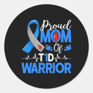 Proud Mum A Diabetes Warrior T1d Awareness Insulin Classic Round Sticker