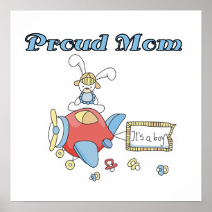 Proud Mum Aeroplane It's a Boy Gifts Poster