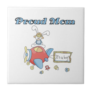 Proud Mum Aeroplane It's a Boy Gifts Tile