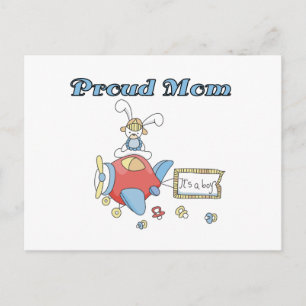 Proud Mum-Aeroplane It's a Boy tshirts and gifts Announcement Postcard