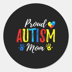Proud Mum Autism Awareness Family Matching Classic Round Sticker