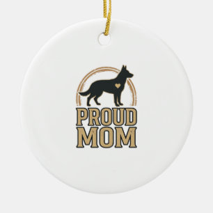 Proud Mum Dog Silhouette Vintage Vector Design_1 Ceramic Ornament