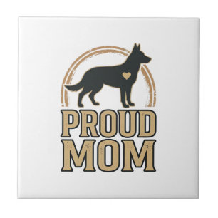 Proud Mum Dog Silhouette Vintage Vector Design_1 Ceramic Tile