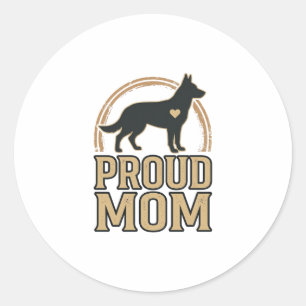 Proud Mum Dog Silhouette Vintage Vector Design_1 Classic Round Sticker
