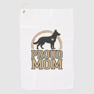 Proud Mum Dog Silhouette Vintage Vector Design_1 Golf Towel
