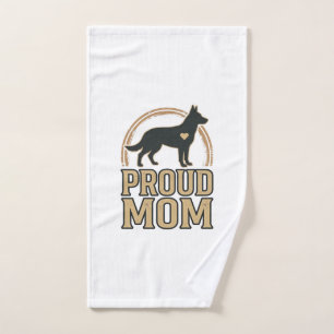 Proud Mum Dog Silhouette Vintage Vector Design_1 Hand Towel