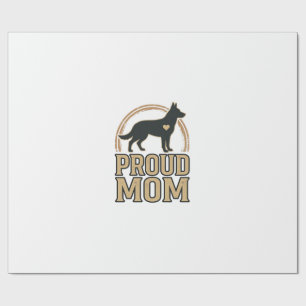 Proud Mum Dog Silhouette Vintage Vector Design_1 Wrapping Paper