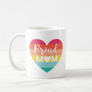 Proud Mum Gay Pride Colourful Rainbow Heart Coffee Mug