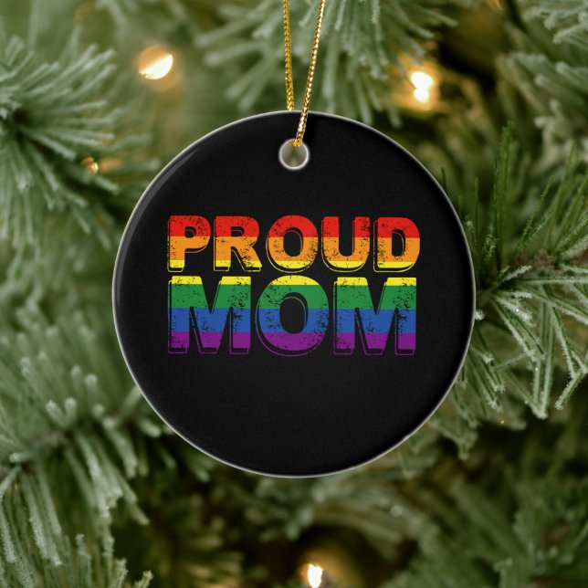 Proud Mum Gay Pride LGBT Rainbow Mother LGBTQ  Ceramic Ornament (Tree)