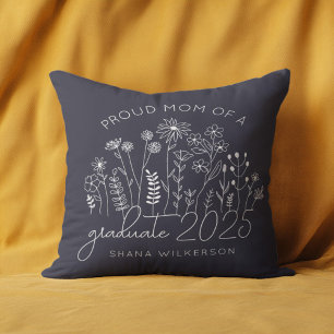 Proud Mum Graduate Blooming Wildflower Modern Cushion