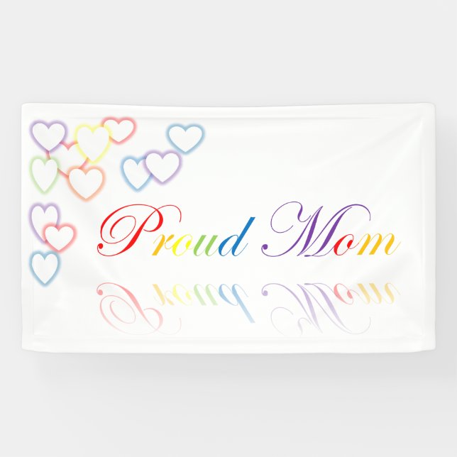 Proud Mum LGBTQ+ / Pride / Rainbow hearts Banner (Horizontal)