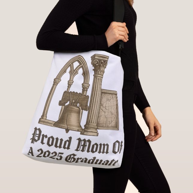 Proud Mum of 2025 Grad Classic Euro History Style Crossbody Bag (Close Up)