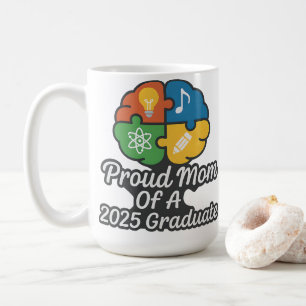 Proud Mum of 2025 Psych Grad – Puzzle Brain Art Coffee Mug