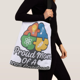 Proud Mum of 2025 Psych Grad – Puzzle Brain Art Crossbody Bag